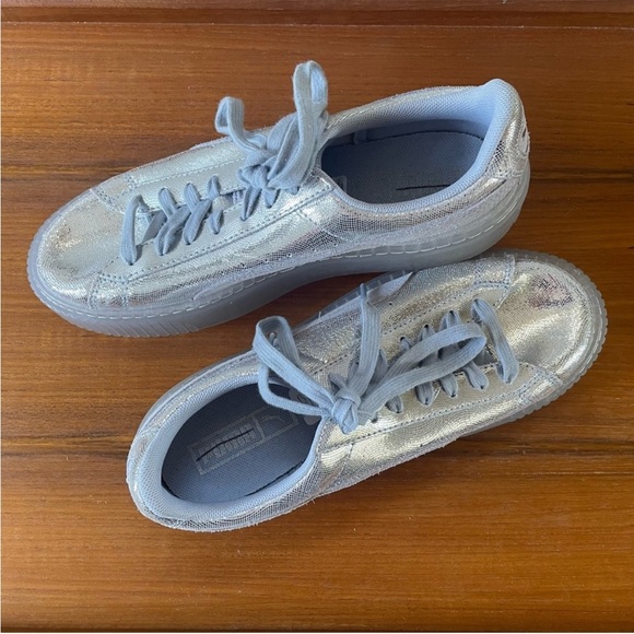 Puma Silver Glitter Platform Sneakers, NWOB - Picture 3 of 15